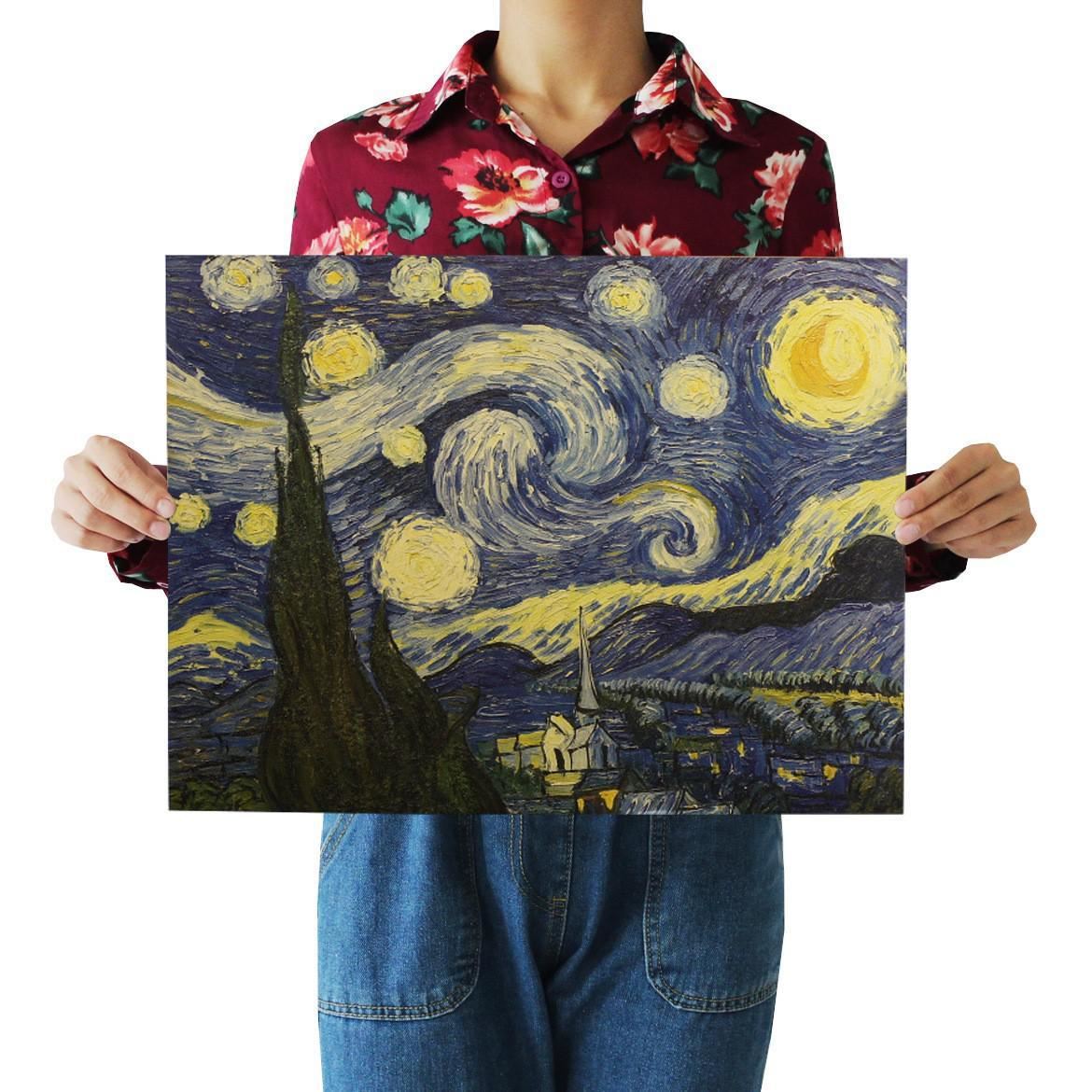 Van Gogh's famous painting starry sky Kraft Paper Poster Home Room Decoration Print