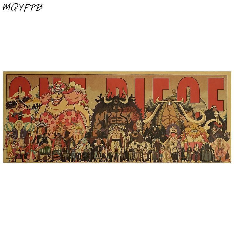 Anime One Piece A collection of characters Kraft Paper Wall Stickers Posters Dec