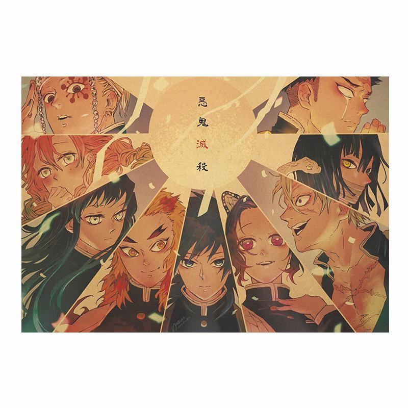 Demon Slayer: Kimetsu no Yaiba anime kraft paper poster room decoration Print