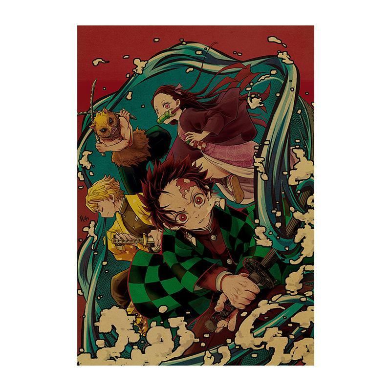 Demon Slayer: Kimetsu no Yaiba anime kraft poster 50.5x35cm room decoration print