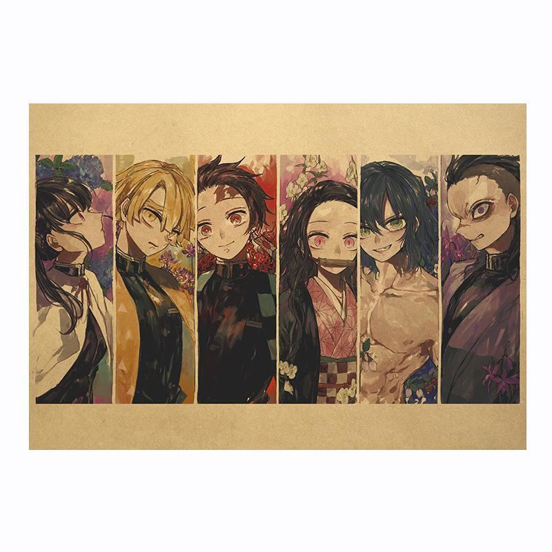 Demon Slayer: Kimetsu no Yaiba classic kraft Anime poster home room decoration p