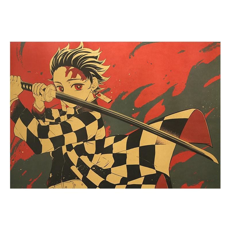 Anime Demon Slayer Kraft Paper Poster Home Room Decoration Bedroom wall art Print