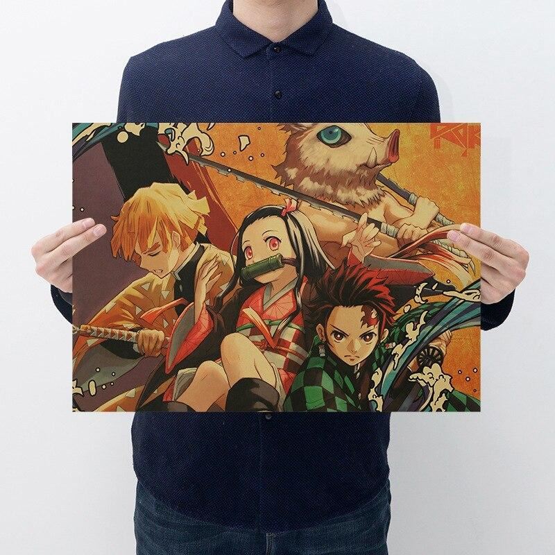 Anime Demon Slayer Series Kraft Paper Poster Home Room Wall Decoration Print