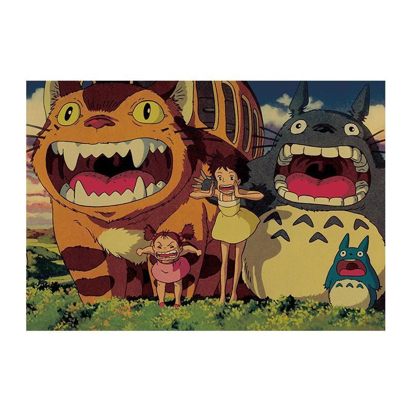 Vintage Kraft Paper Poster Anime Totoro M Style Home Bedroom Decoration print