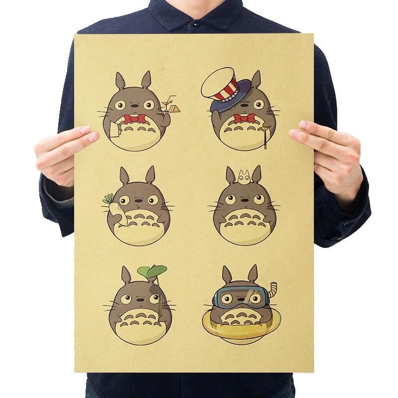 Anime MY NEIGHBOUR TOTORO Kraft Paper Poster Home Room Bedroom Wall Decoration Print