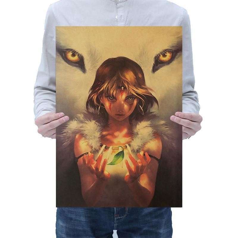 Anime Princess Mononoke Kraft Paper Poster Home Room Bedroom Wall Decoration Pai