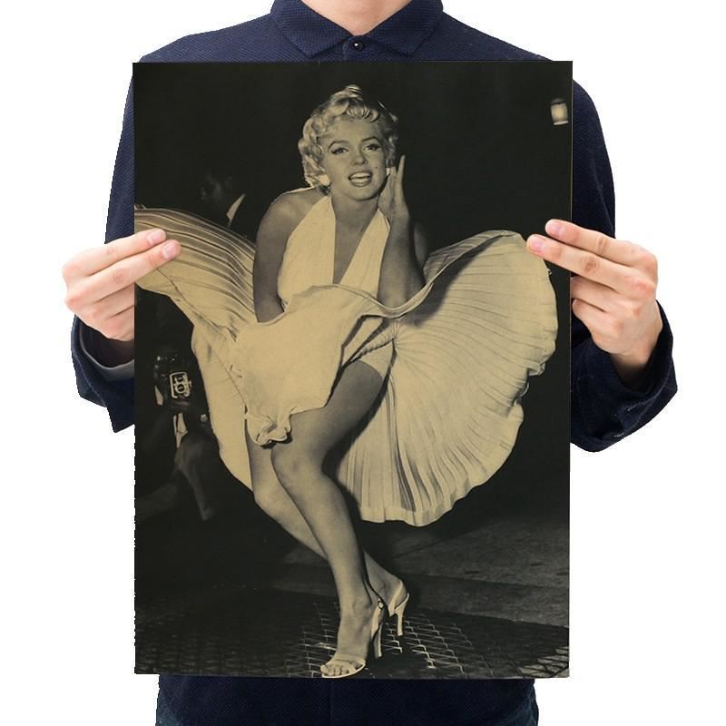 Star Marilyn Monroe Kraft Paper Poster Home Room Bedroom Wall Decoration Print