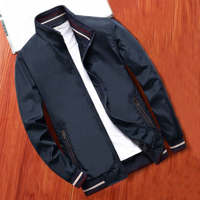 MANTLCONX New Spring Men Jacket Coats Casual Solid Color Jackets Stand Collar Me