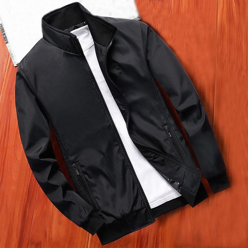 MANTLCONX New Spring Men Jacket Coats Casual Solid Color Jackets Stand Collar Me