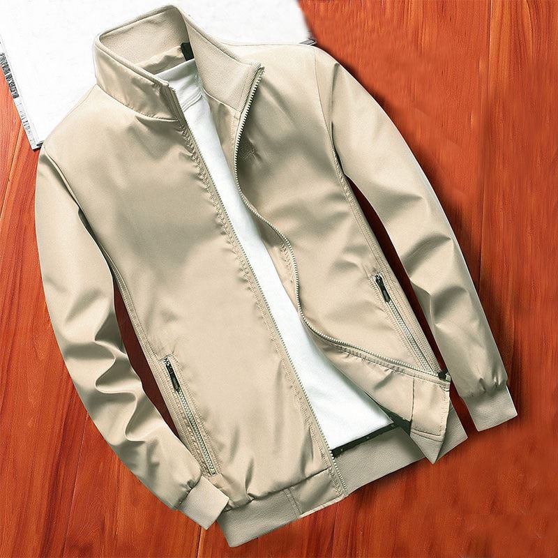 MANTLCONX New Spring Men Jacket Coats Casual Solid Color Jackets Stand Collar Me