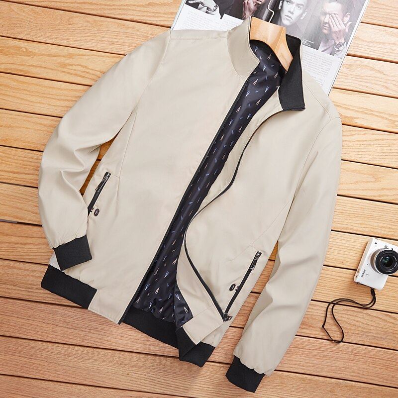 2021 Spring New Men's Bomber Zipper Jacket Male Casual Streetwear Hip Hop Slim F