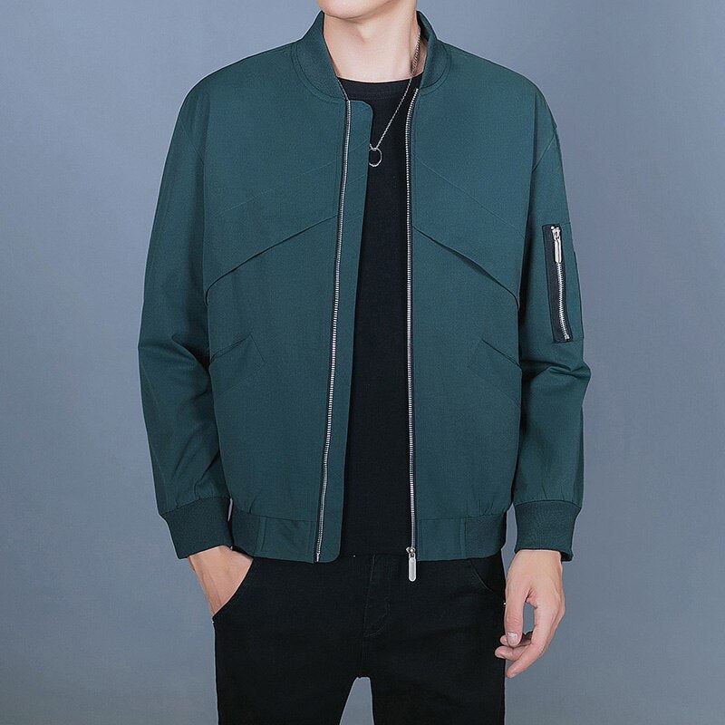 Spring New Men 's Bomber Zipper Jacket Autumn Casual Streetwear Fit Pilot Coat M