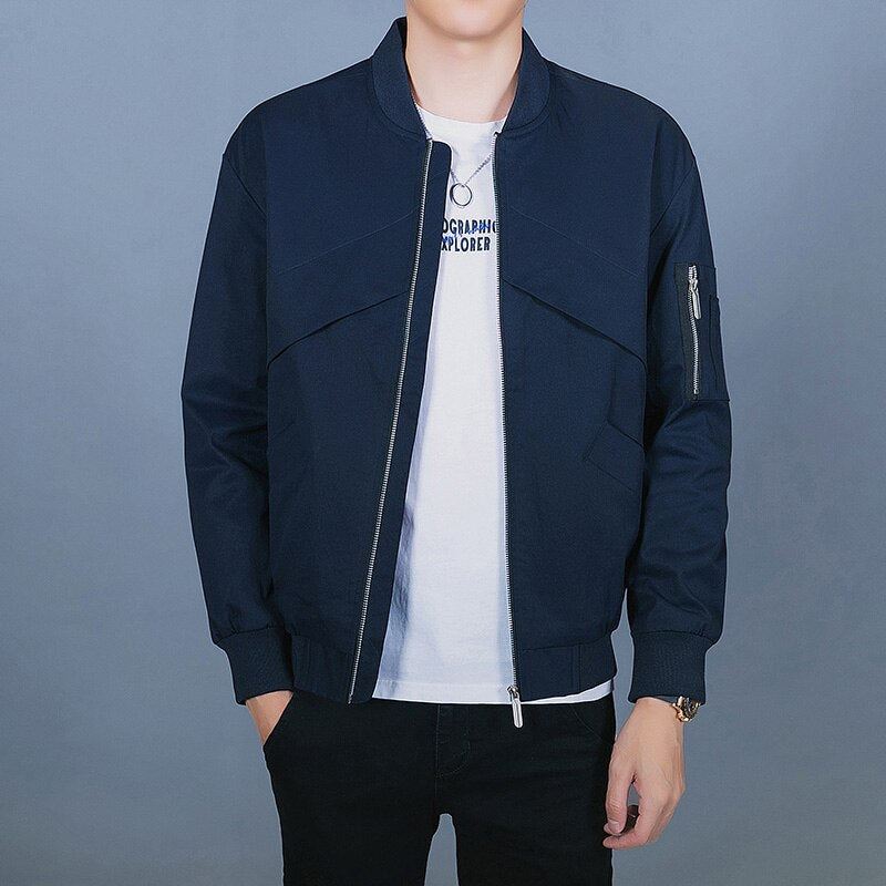 Spring New Men 's Bomber Zipper Jacket Autumn Casual Streetwear Fit Pilot Coat M