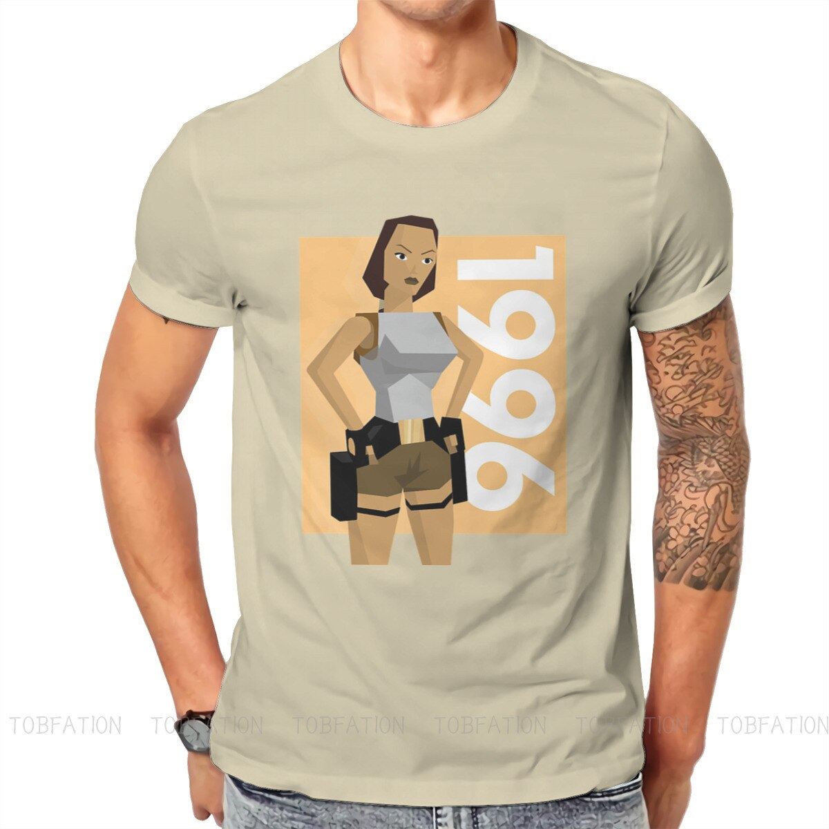 1996 Casual TShirt Tomb Raider Lara Croft Adventure Game Film Creative Tops Casu