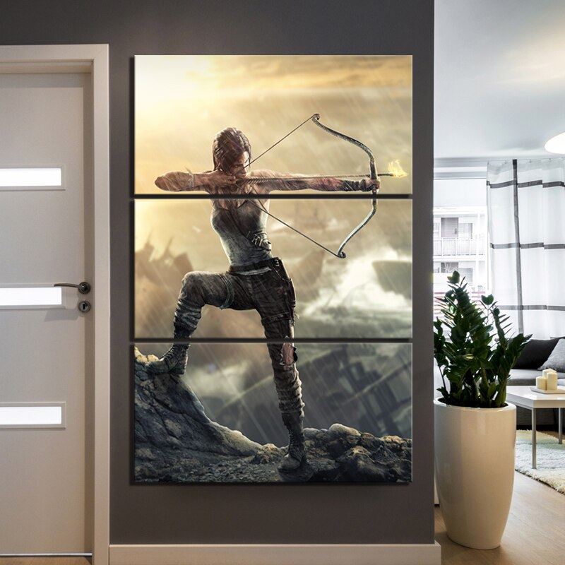 Canvas Paintings Lara Croft Tomb Raider Video Game Poster Wall Poster Print 12x16