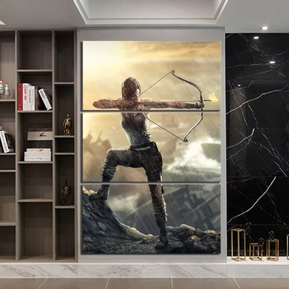 Canvas Paintings Lara Croft Tomb Raider Video Game Poster Wall Poster Print 12x16