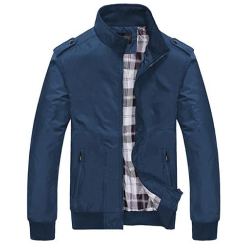 DIMUSI Mens Jackets Spring Autumn Casual Coats Solid Color Mens Sportswear Stand