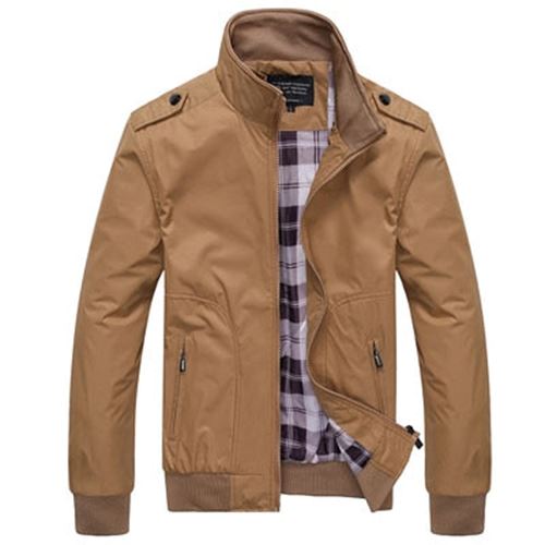 DIMUSI Mens Jackets Spring Autumn Casual Coats Solid Color Mens Sportswear Stand