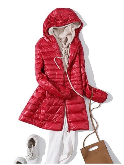 Woman Duck Down Jackets Winter Plus Size Ultralight Hooded Women Down Coat Portable