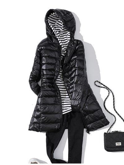 Woman Duck Down Jackets Winter Plus Size Ultralight Hooded Women Down Coat Portable