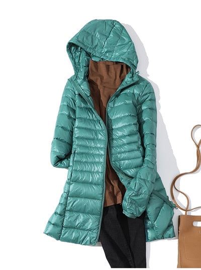 Woman Duck Down Jackets Winter Plus Size Ultralight Hooded Women Down Coat Portable