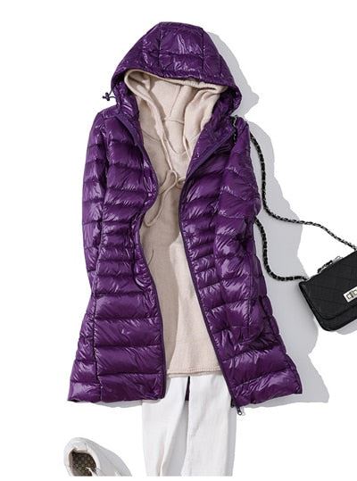 Woman Duck Down Jackets Winter Plus Size Ultralight Hooded Women Down Coat Portable