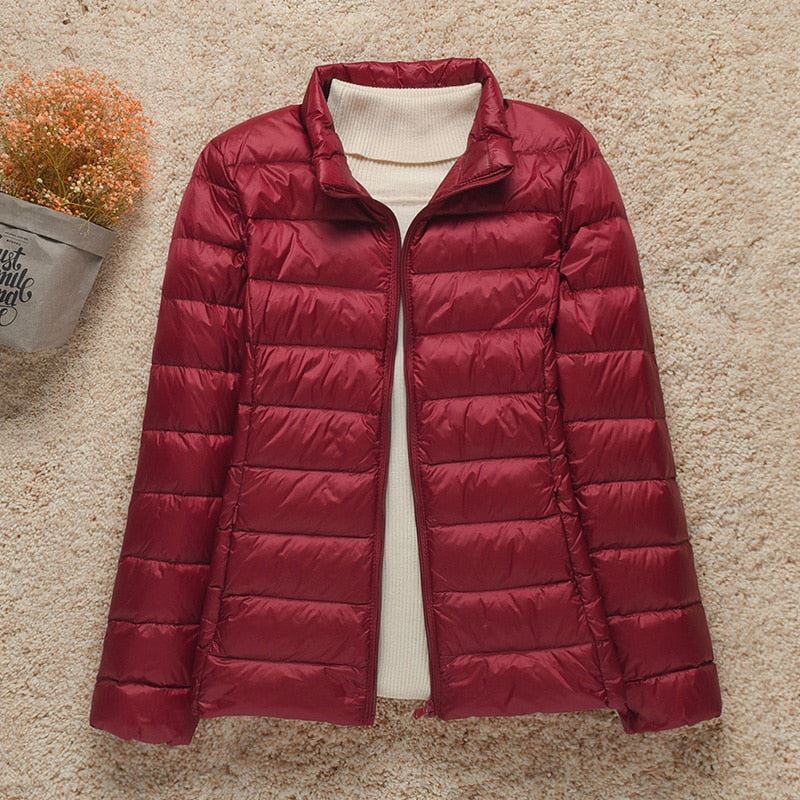 Women Thin Down Jacket White Duck Down Ultralight Jackets Autumn Coat Multi Color