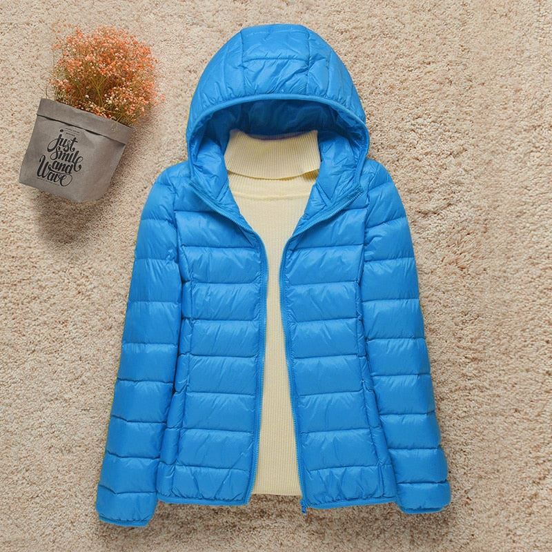 Women Thin Down Jacket White Duck Down Ultralight Jackets Autumn Coat Multi Color