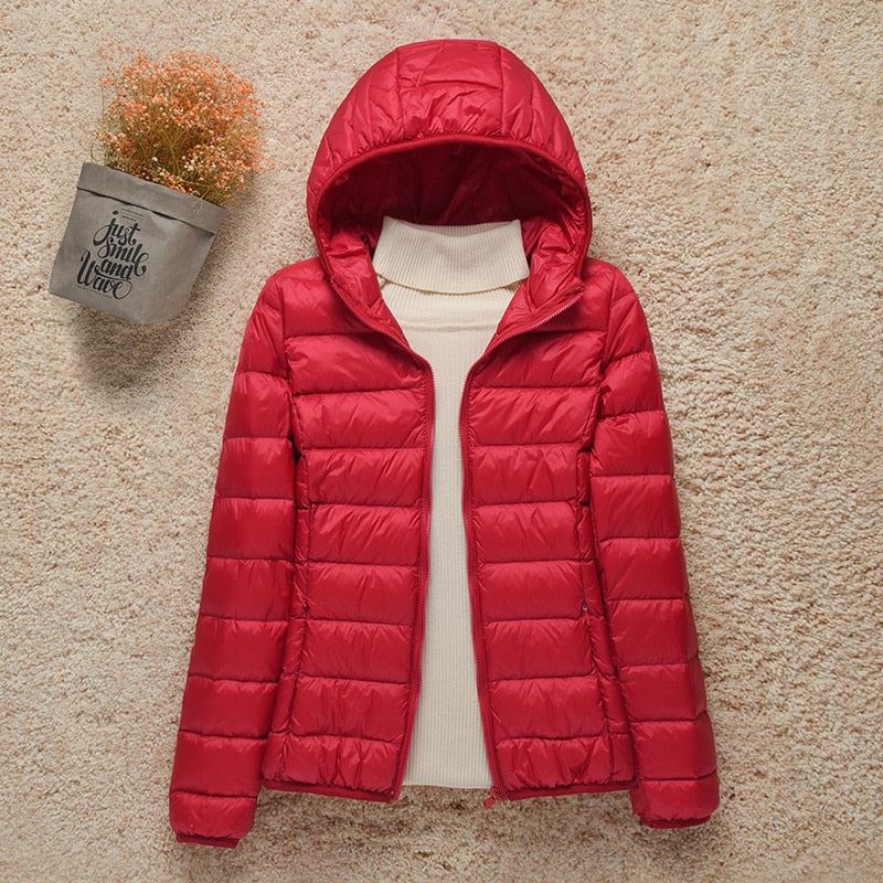 Women Thin Down Jacket White Duck Down Ultralight Jackets Autumn Coat Multi Color