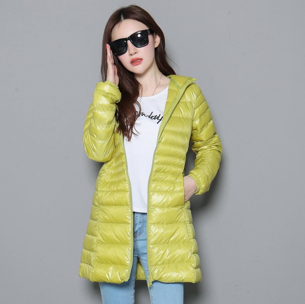 2021 New Winter Jackets Women White Duck Down Long Coat Female Hooded Padded Par