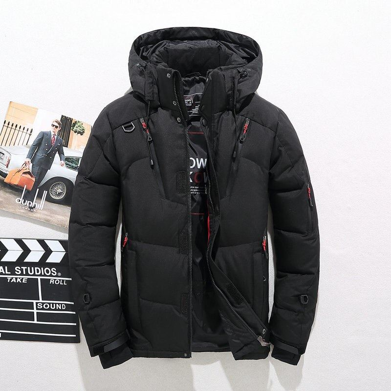 Men's White Duck Down Jacket Warm Hooded Thick Puffer Jacket Coat Male Casual Hi