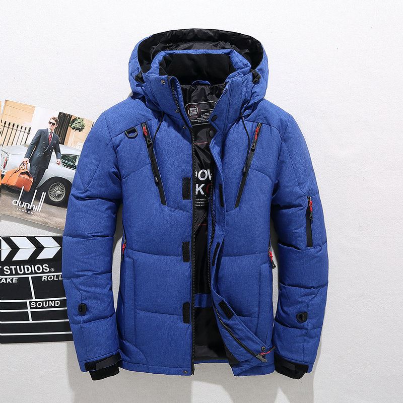 Men's White Duck Down Jacket Warm Hooded Thick Puffer Jacket Coat Male Casual Hi