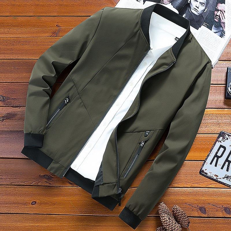 Men Spring Autumn Casual Jacket Coat English Stand Neck Men Simple Business Wind