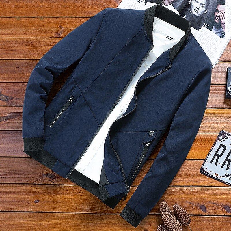 Men Spring Autumn Casual Jacket Coat English Stand Neck Men Simple Business Wind