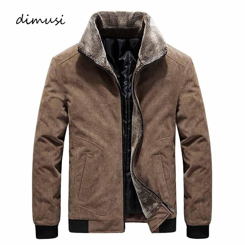 DIMUSI Winter Men's Bomber Jackets Casual Male Fur Collar Windbreaker Jacket Men