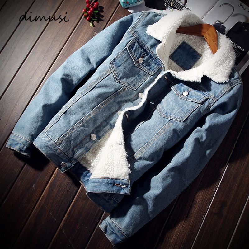 DIMUSI Winter Mens Denim Jackets Fashion Men Fleece Thick Warm Jeans Jacket Men