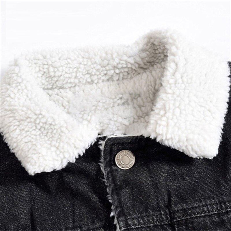 Men's Denim Jacket Warm Winter Casual Bomber Male Korean Style cowboy Jacket Fas