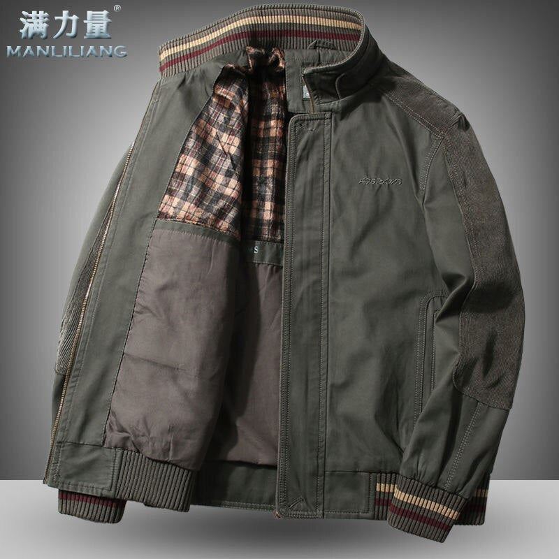 High Quality Jacket Men'S 96% Cotton Spring Autumn Loose Large Size Jacket Middl