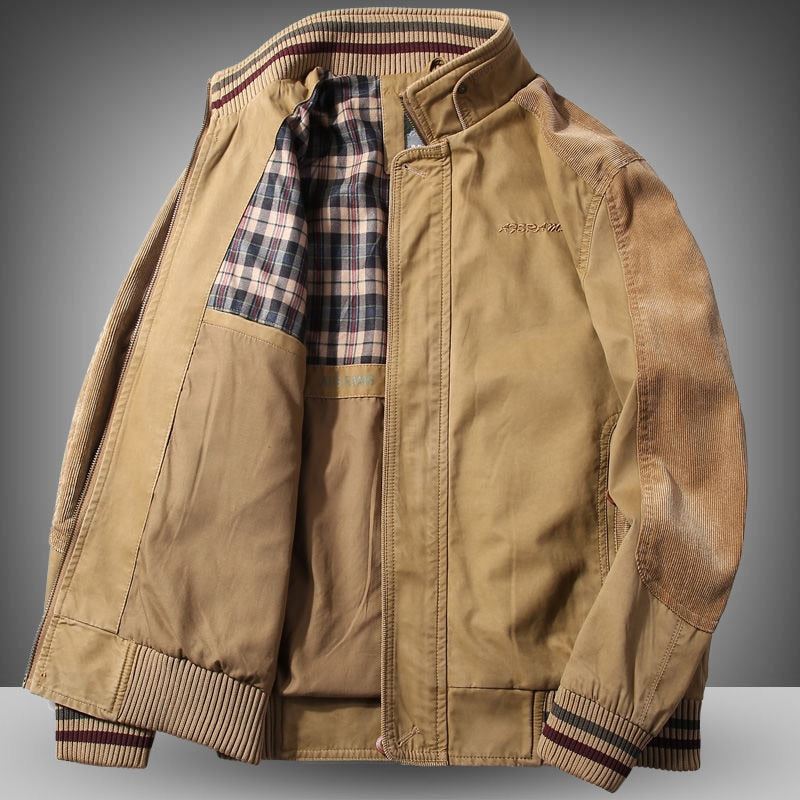 High Quality Jacket Men'S 96% Cotton Spring Autumn Loose Large Size Jacket Middl