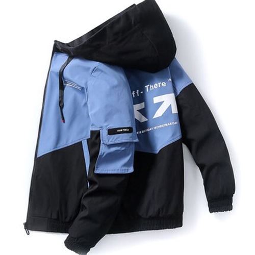 Spring Autumn Letter Casual Jacket Men Streetwear Gradient Color Hooded Jackets