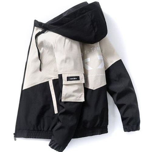 Spring Autumn Letter Casual Jacket Men Streetwear Gradient Color Hooded Jackets