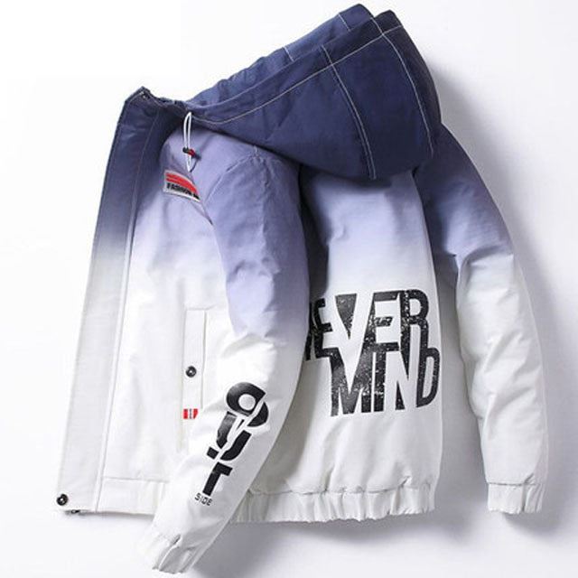 Spring Autumn Letter Casual Jacket Men Streetwear Gradient Color Hooded Jackets