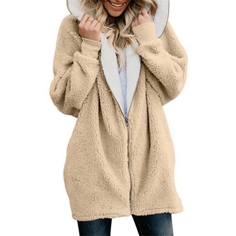 Lamb velvet hooded women long winter jacket 2019 autumn and winter new plus size