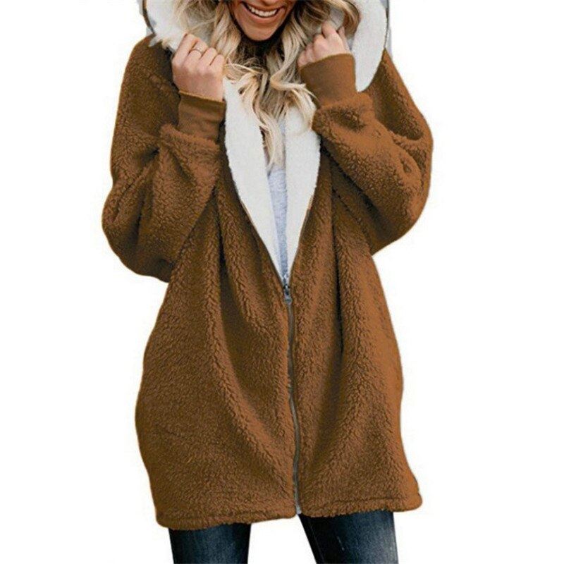 Lamb velvet hooded women long winter jacket 2019 autumn and winter new plus size