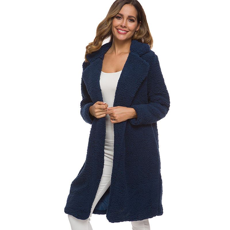 Autumn winter jacket female coat 2020 solid color fleece coats casual outerwear