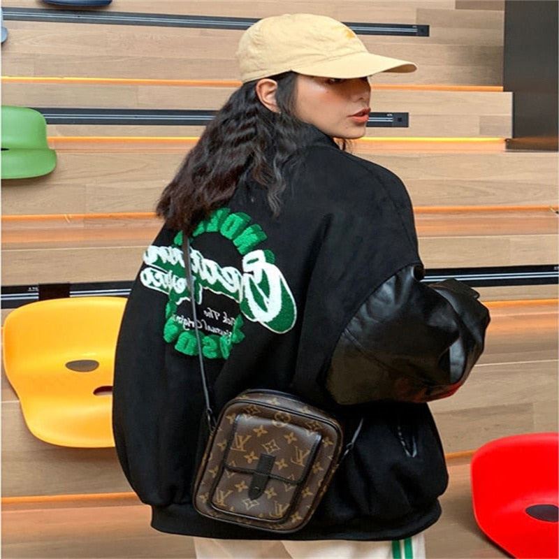 Sweet and fresh BF wind jacket flocking baseball uniform 2021 new female embroid