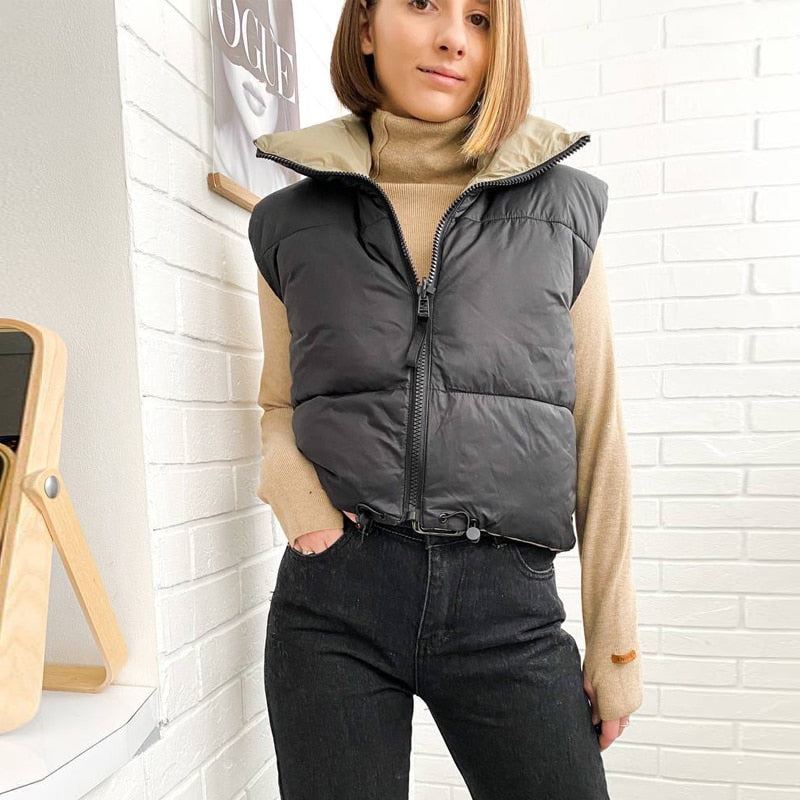 2021 Autumn Winter Women Fashion Double-Sided Jacket Coat Vintage Black Warm Sle