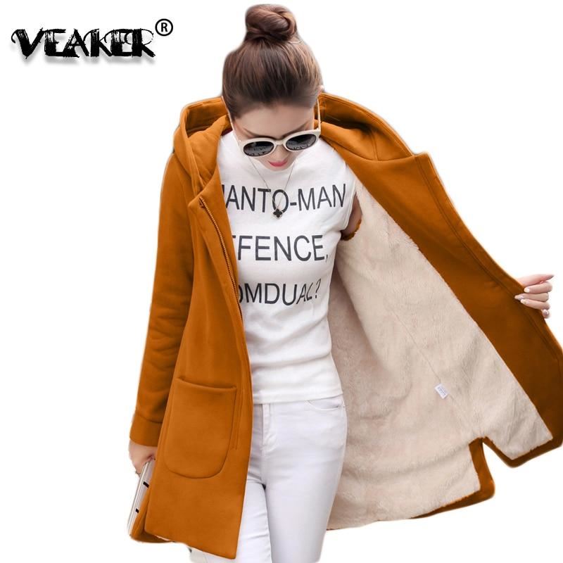 2020 Autumn Winter Women's Fleece Jacket Coats Female Long Hooded Coats Outerwea