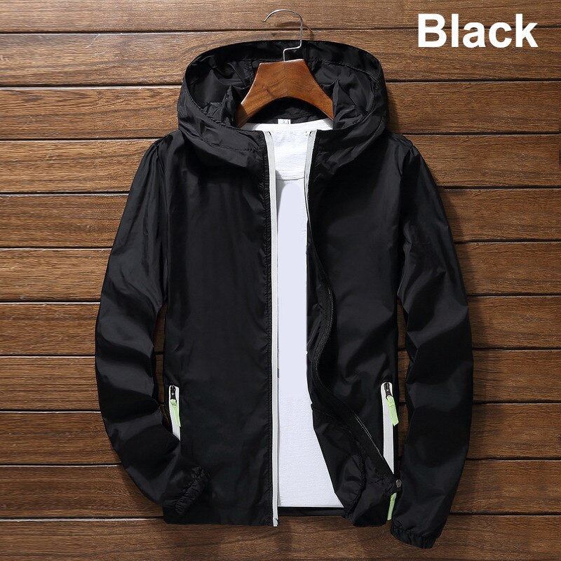 2021 Men's Casual Hooded Zip Up Hoodie Autumn Winter Oversize Coats Waterproof L