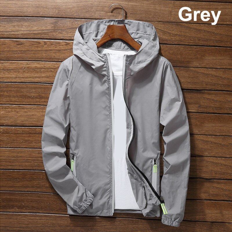 2021 Men's Casual Hooded Zip Up Hoodie Autumn Winter Oversize Coats Waterproof L